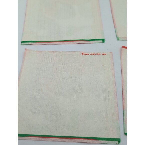 Vth 1981 Cost Plus inc 10 Napkins paper Square Red Cat Holly Christmas READ - Picture 12 of 16